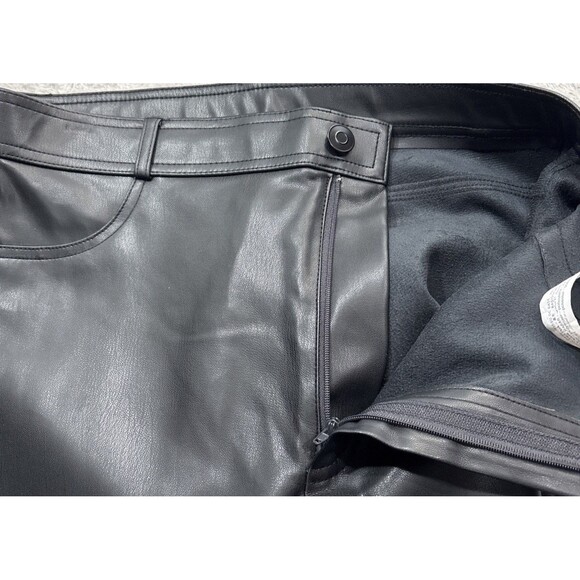 Stradivarius Black Faux Leather Pants High Rise Straight Leg Back Pockets Size 8 - Picture 7 of 11